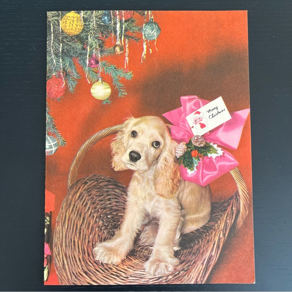 Vtg Christmas Card Coronet Magazine Subscription Gift Cocker Spaniel Dec 1952 - Picture 2 of 9